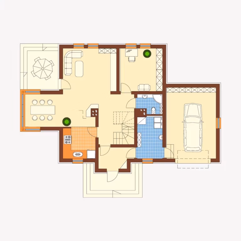 Farbiger Grundriss einer Wohnung