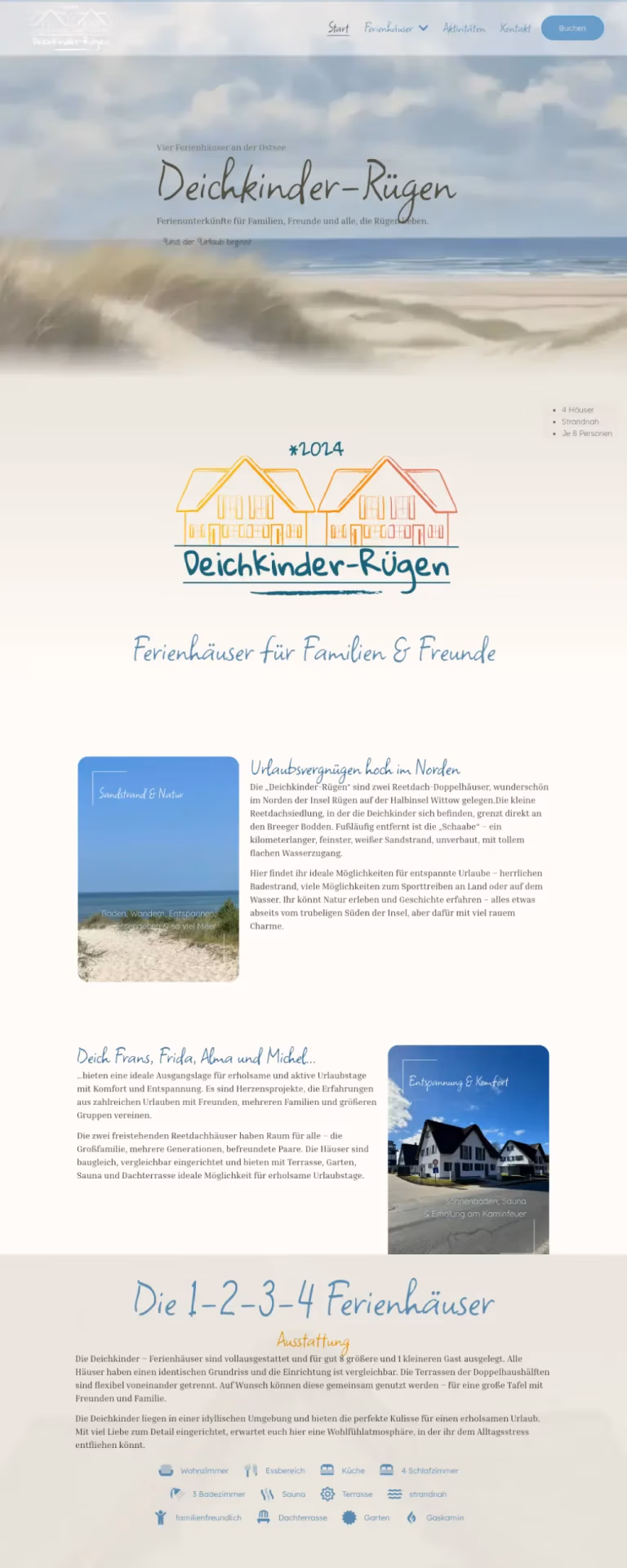Website der Ferienhäuser Deichkinder Rügen – erstellt von 3DMATTERS