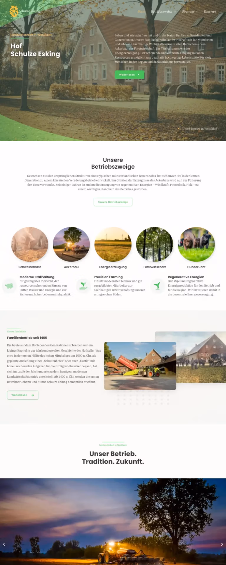 Website von Hof Schulze Esking in Billerbeck – erstellt von 3DMATTERS